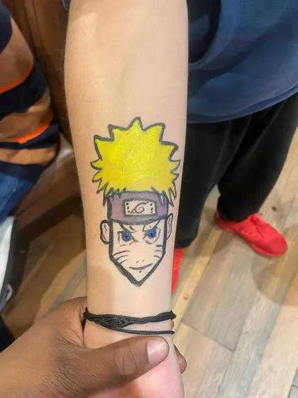 We can even do popular anime characters! This Naruto tattoo was a special request, and our artist did a fantastic job.