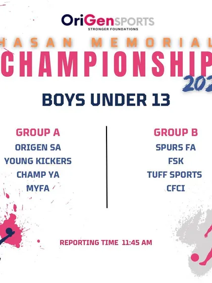 The group stage announcement for the Boys U13 category, another key age group in our tournament.
