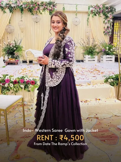 This Indo-western saree gown with a jacket is a unique fusion look that is sure to turn heads.