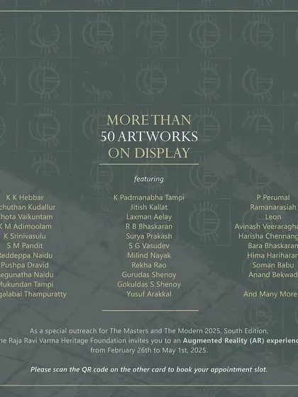 A list of the more than 50 featured artists in 'The Masters & The Modern 2025: South Edition,' showcasing the immense diversity of talent on display.