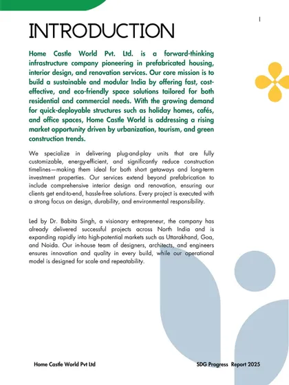 This introduction from our report explains our mission to build a sustainable and modular India through fast, cost-effective, and eco-friendly solutions.