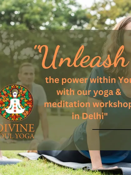 Unleash the power within you at our Delhi yoga and meditation workshop. This image captures the essence of our outdoor sessions, where you can connect with nature while deepening your practice.