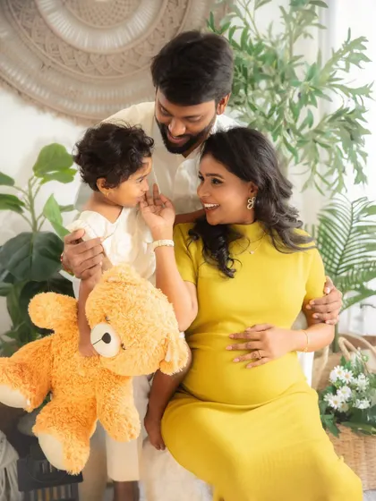 Welcoming a new baby is a joy for the whole family. I love capturing these sweet, unscripted moments between parents and siblings in my relaxed, boho-chic studio setting. Everyone is welcome, creating memories you will all cherish.