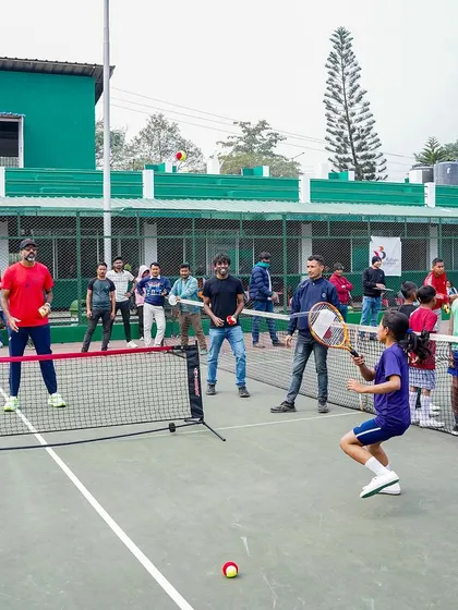 On the court is where dreams take shape. Here I am, working with one of our young players from Assam during a training session. This is what our grassroots tennis program is all about: hands-on guidance and giving every child the attention they need to flourish.