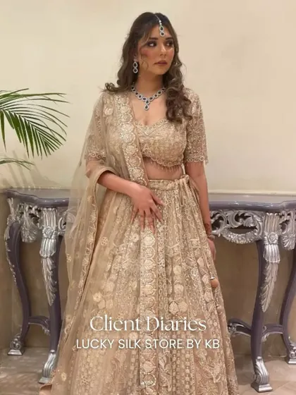 Client diaries: A beautiful client looking absolutely radiant in a heavily embellished gold lehenga for her special day.