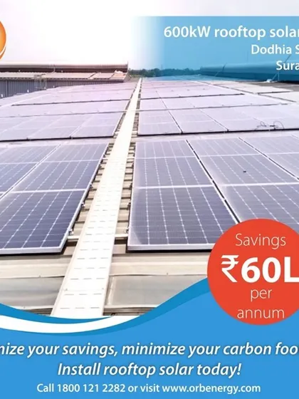 Dodhia Group, a specialty yarn manufacturer, is saving INR 60 lakhs per annum with the 600-kilowatt rooftop system we installed at their facility in Surat, Gujarat.