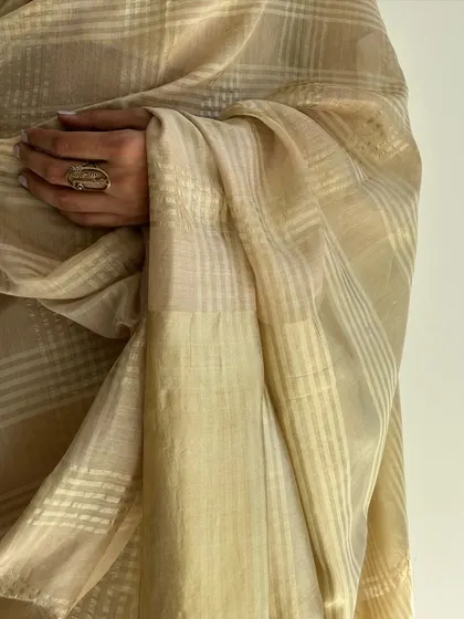 Another detail of the exquisite Karghewale saree. The unique colors and versatile design make it perfect for any occasion, from formal events to casual gatherings.