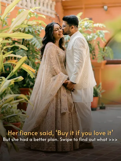 Her fiancé said, "Buy it if you love it," but she had a better plan. This couple's journey to a smart rental choice for their engagement began with a beautiful lehenga and a wise decision.