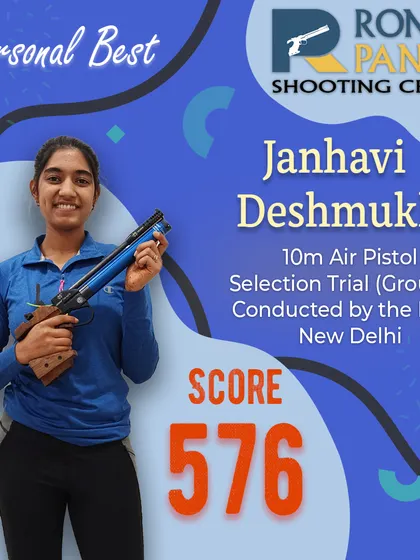 A personal best for Janhavi Deshmukh after we systematically integrated sport science with her technical training. By using balance pads to improve her body stability, we helped her achieve a new peak performance of 576 in 10m Air Pistol.