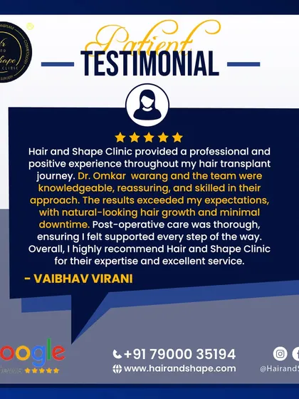 "Dr. Omkar Warang and the team were knowledgeable, reassuring, and skilled in their approach. The results exceeded my expectations."