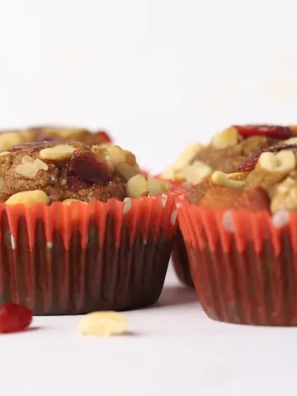 A close-up of my oats and cranberry cupcakes. They are packed with dry fruits and goodness, making them a perfect guilt-free snack.