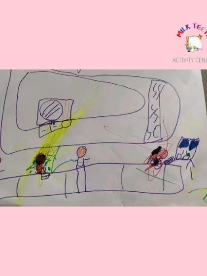 I was so amazed by this drawing my 5-year-old son made. It's his interpretation of a real-life scene, showing how children observe and express their world.