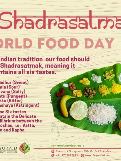 We believe food is medicine. A truly balanced meal, what we call 'Shadrasatmak', contains all six tastes: sweet, sour, salty, pungent, bitter, and astringent. This approach to diet is fundamental for maintaining the equilibrium of Vata, Pitta, and Kapha, which is the key to a healthy gut.