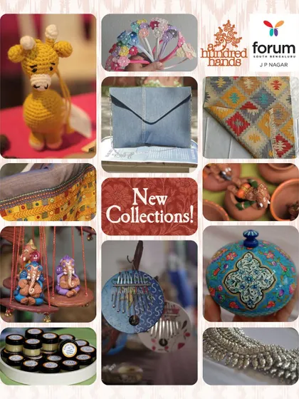 A small glimpse of what's to come. This collage showcases the variety of handmade treasures, from crochet toys and clay Ganeshas to rugs and silver jewellery.
