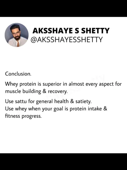My conclusion on sattu vs. whey: Whey protein is superior for muscle building and recovery. I advise using sattu for general health and as a filling snack, but use whey when your primary goal is hitting your protein target for fitness progress.