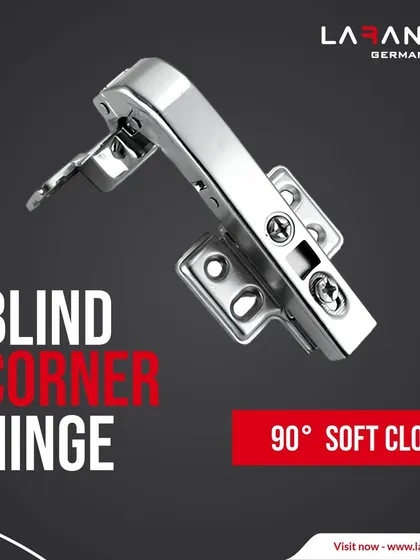 My blind corner hinge with a 90-degree soft close is the perfect solution for tricky corner cabinets, maximizing accessibility and functionality.