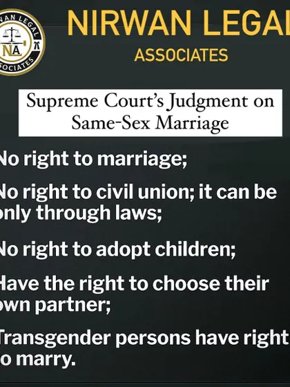 An informational graphic breaking down the key points of the Supreme Court's judgment on Same-Sex Marriage. Part of my service is to distill complex legal rulings into clear, understandable takeaways for the public.