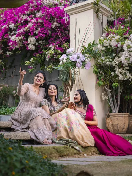A gorgeous bride surrounded by her equally stunning bridesmaids and friends. I created looks for the whole group, ensuring everyone felt beautiful and confident for the celebrations.