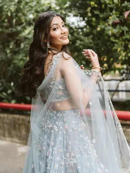 Enhancing Aayushi's natural beauty for her engagement day. A soft, pretty look with glowing skin and a simple hairstyle.