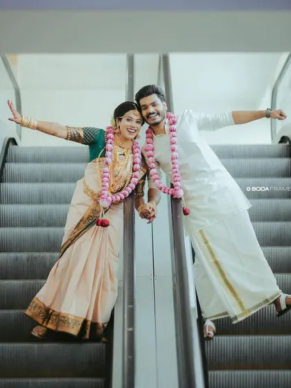 A fun moment with actor Praveen Pradeep and his bride. I was thrilled to get him ready for his Hindu wedding ceremony.