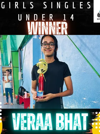 I am incredibly proud of Veeraa Bhat for winning the Under 14 Girls Singles category. Her dedication during our youth shuttle practice sessions is an inspiration to her peers.