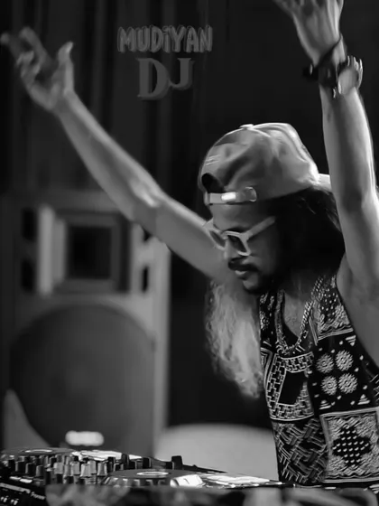 A powerful black and white image of me with my hands raised, lost in the music.