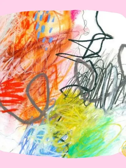 This abstract piece is a beautiful example of what happens when we let go. The layers of color, texture, and line show a dynamic process of exploration. This is the kind of energy we celebrate in our studio.