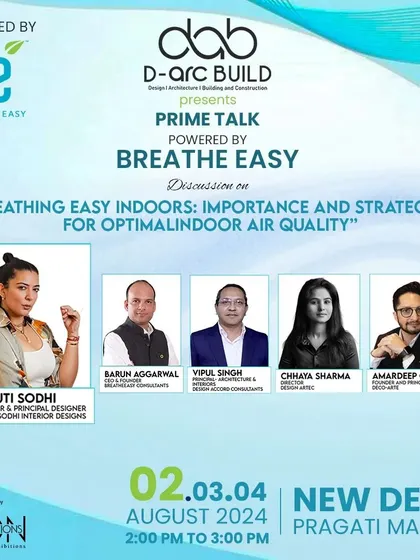 I am often invited to speak and participate in panel discussions at leading industry events like D-arc Build, FOAID, and the Design Conclave. These forums are vital for sharing knowledge on topics like Vaastu, indoor air quality, and sustainable design.