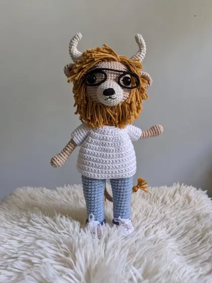 Another version of the custom lion character, this time with stylish black glasses.