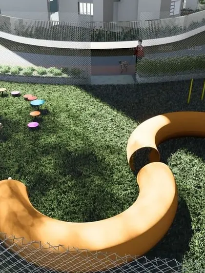 A dedicated dog park at 'Villa On Sky', complete with agility equipment like tunnels and weave poles, shows our commitment to creating amenities for all members of the community.