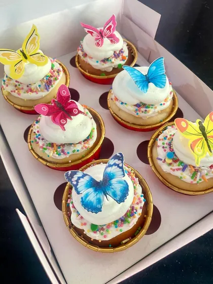 How cute are these custom butterfly cupcakes? We love adding a touch of whimsy to our creations, perfect for birthdays and special themed parties.