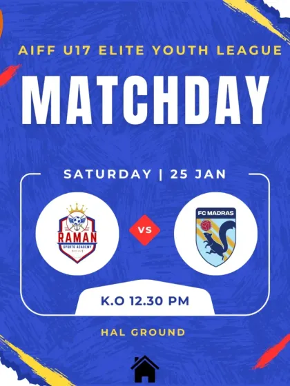Home matchday announcement for our U17 team against FC Madras.