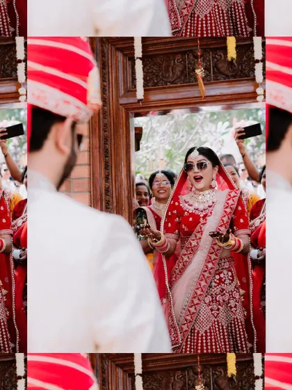 A creative, repeating edit of the groom's first look at the bride.