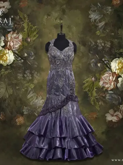 Another view of the mermaid lavender gown, your ultimate statement of Western elegance.