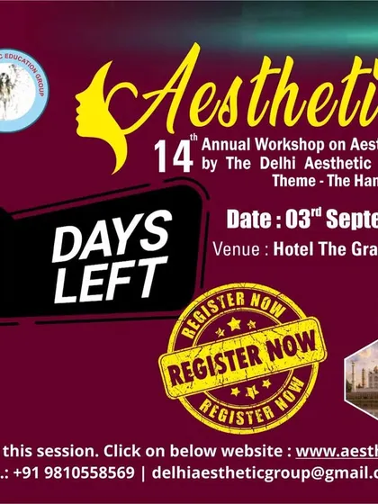 A countdown poster for Aestheticon 2023, building excitement for the annual workshop on aesthetic procedures.
