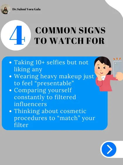 Here are some common signs of Snapchat Dysmorphia to watch for, such as constantly comparing yourself to filtered influencers or considering cosmetic procedures just to match a filter.