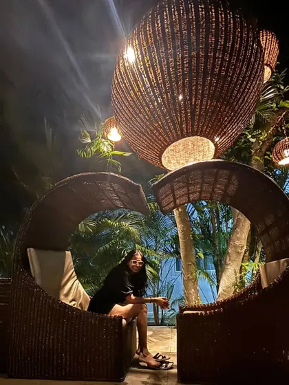 Another view of our cozy lounge seating, perfect for a quiet conversation after a day full of activities. The ambient lighting creates a warm and inviting atmosphere at night.