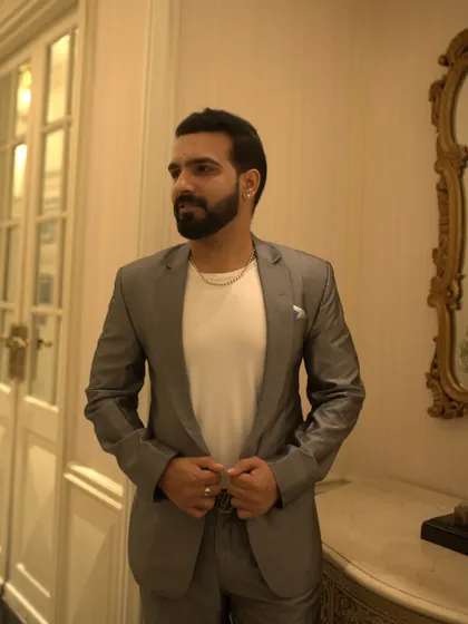 Unleashing the beatmaker within. A few shots in a classic grey suit before a gig at the iconic Taj Mahal Palace.
