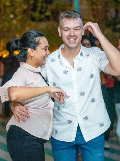 A pregnant dancer enjoying a happy, gentle dance. It's a beautiful testament to our inclusive community.