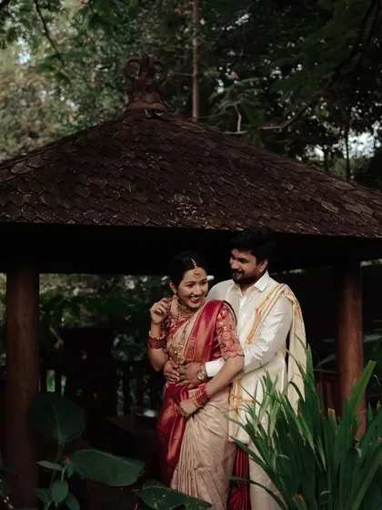 An extensive collection from a post-wedding shoot at the Livingreen Studio. Each image captures the couple's loving connection in a serene, natural environment.