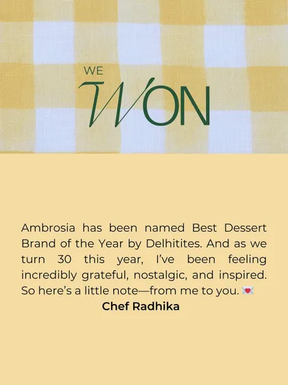 We won! Ambrosia was named Best Dessert Brand of the Year, and as we turn 30, I am incredibly grateful. This is a little note from me to you.