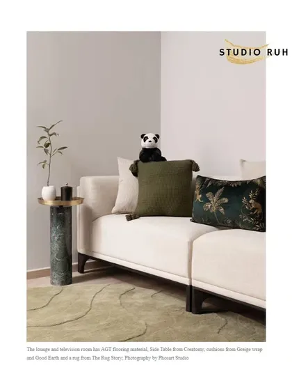 A page from the feature highlighting a cozy corner of the lounge.
