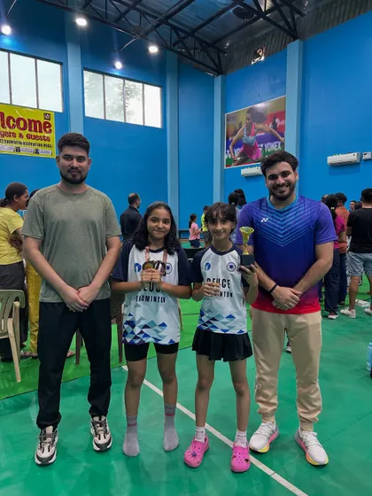 The coaching team with our winners, Samaira and Anandita. We celebrate every victory as a team.