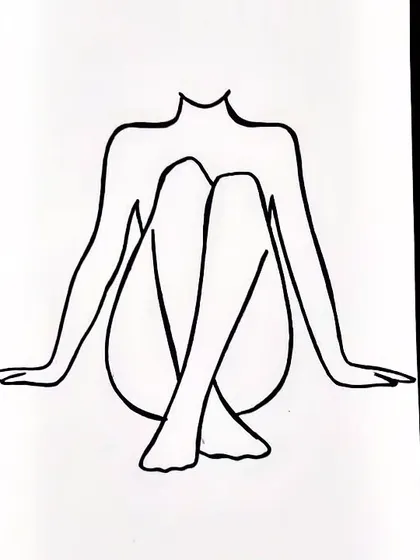 A minimalist line drawing of a seated figure, created with one continuous stroke. This style is perfect for creating subtle yet captivating wall art.