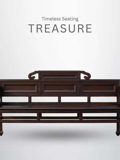 This vintage Chinese-style bench is a timeless seating treasure. Crafted from solid wood with intricate paneling, it's a statement piece that brings history and elegance to a space.