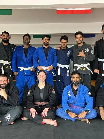 The team after a great Gi session with visiting Coach Almine. We love having high-level practitioners on our mats to share their knowledge.
