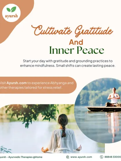 We guide you through grounding practices that help cultivate gratitude and inner peace. Our at-home therapies, like Abhyanga oil massage, are specifically designed to complement these practices for deep and lasting stress relief.