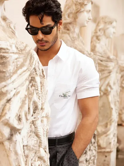 Ishaan Khatter looking thoughtful between shots. My makeup work is designed to be durable and look great in any lighting condition, from bright sun to shade.