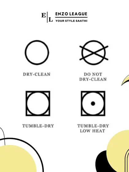 Drying symbols are also important. A circle in a square is for tumble drying, with dots indicating heat level. A crossed-out symbol means do not tumble dry.