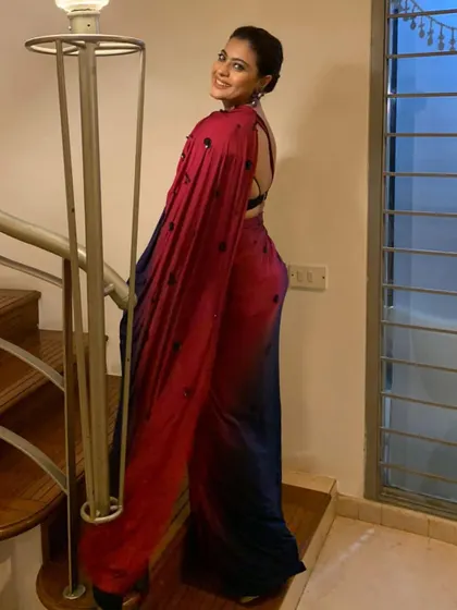 Styling the iconic Kajol was a dream. We chose this beautiful dual-tone Shivanand & Narresh saree with a contemporary embellished strap, creating a look that is both graceful and modern.